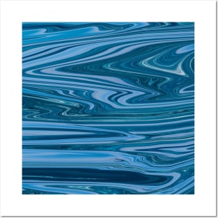 Blue Liquid Marble waves color pattern Posters and Art